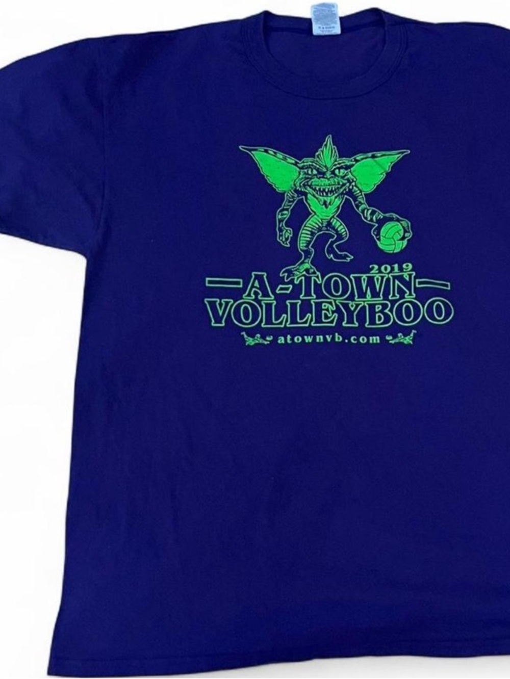 Vintage 2012 Gremlins A-Town Volleyboo T-Shirt Russell Athletic Neon Large